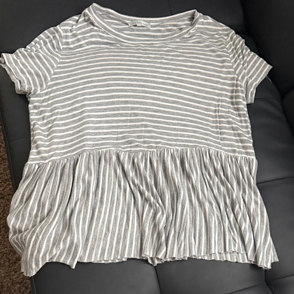 Charlotte Russe Gray Striped Top